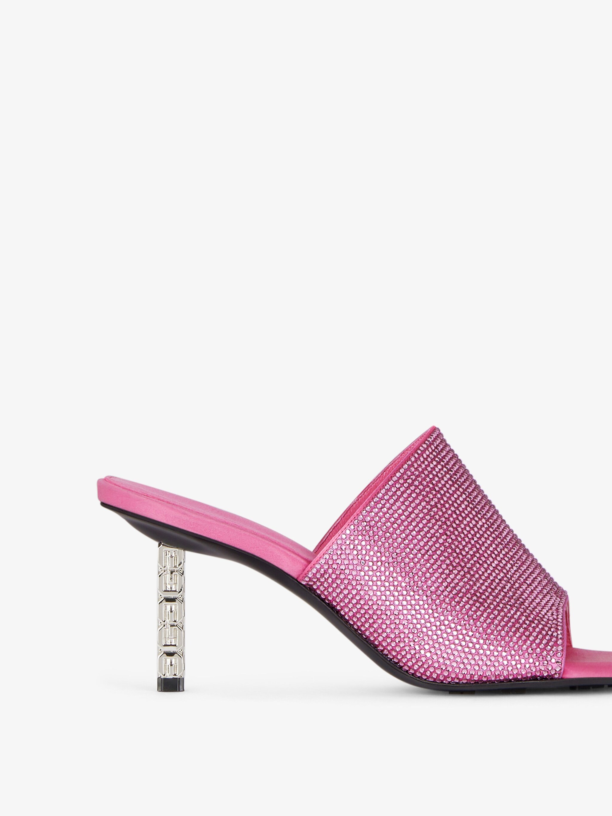 Givenchy Slim G-cube Crystal Embellished Slide Sandal In Pink