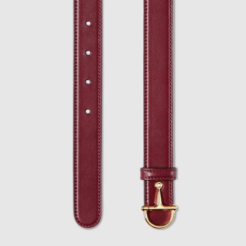 Gucci Thin Belt With Half-horsebit Buckle In Brown
