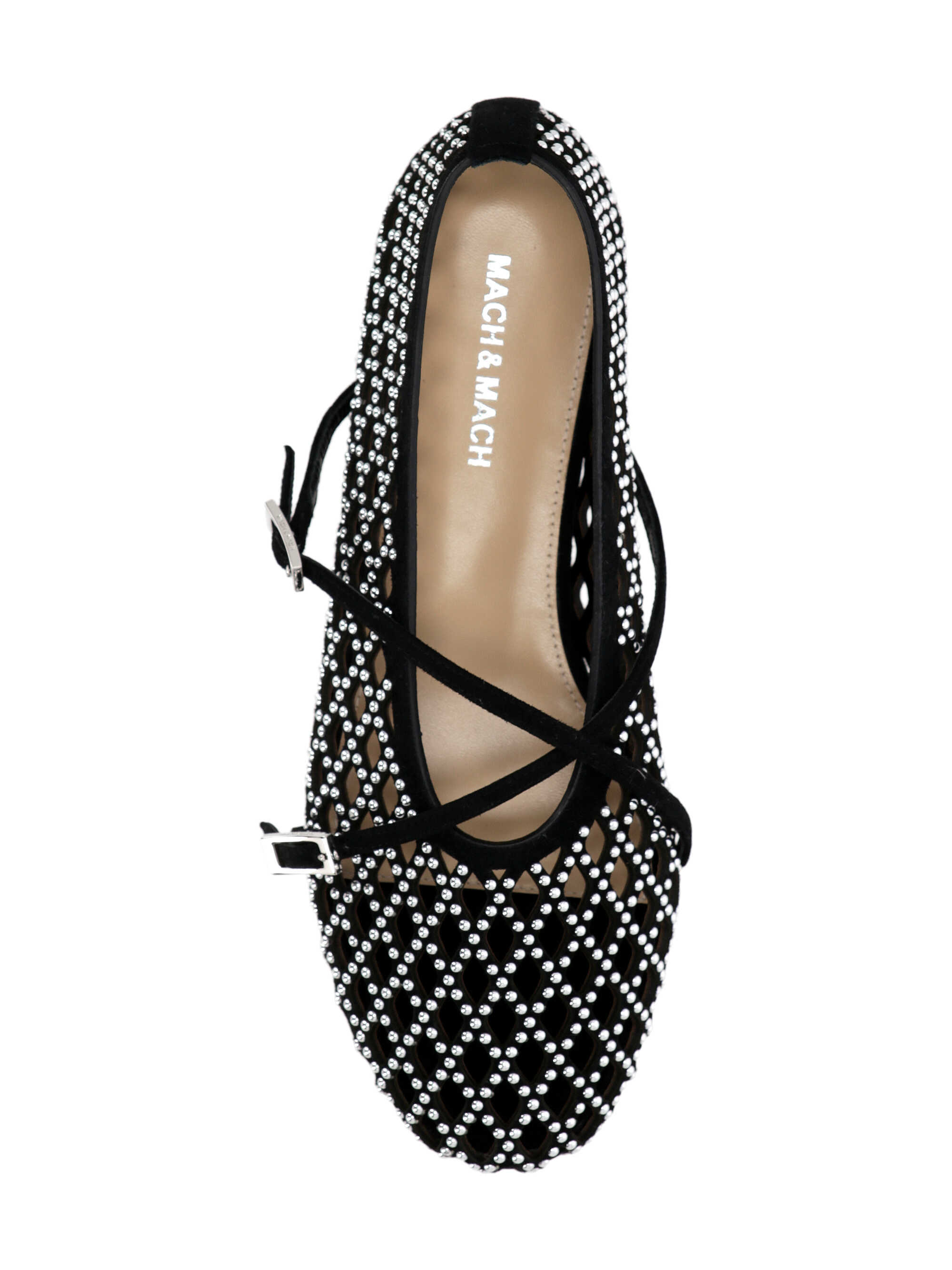 Machmach Crystal-embellished Lattice Ballet Flats In Black