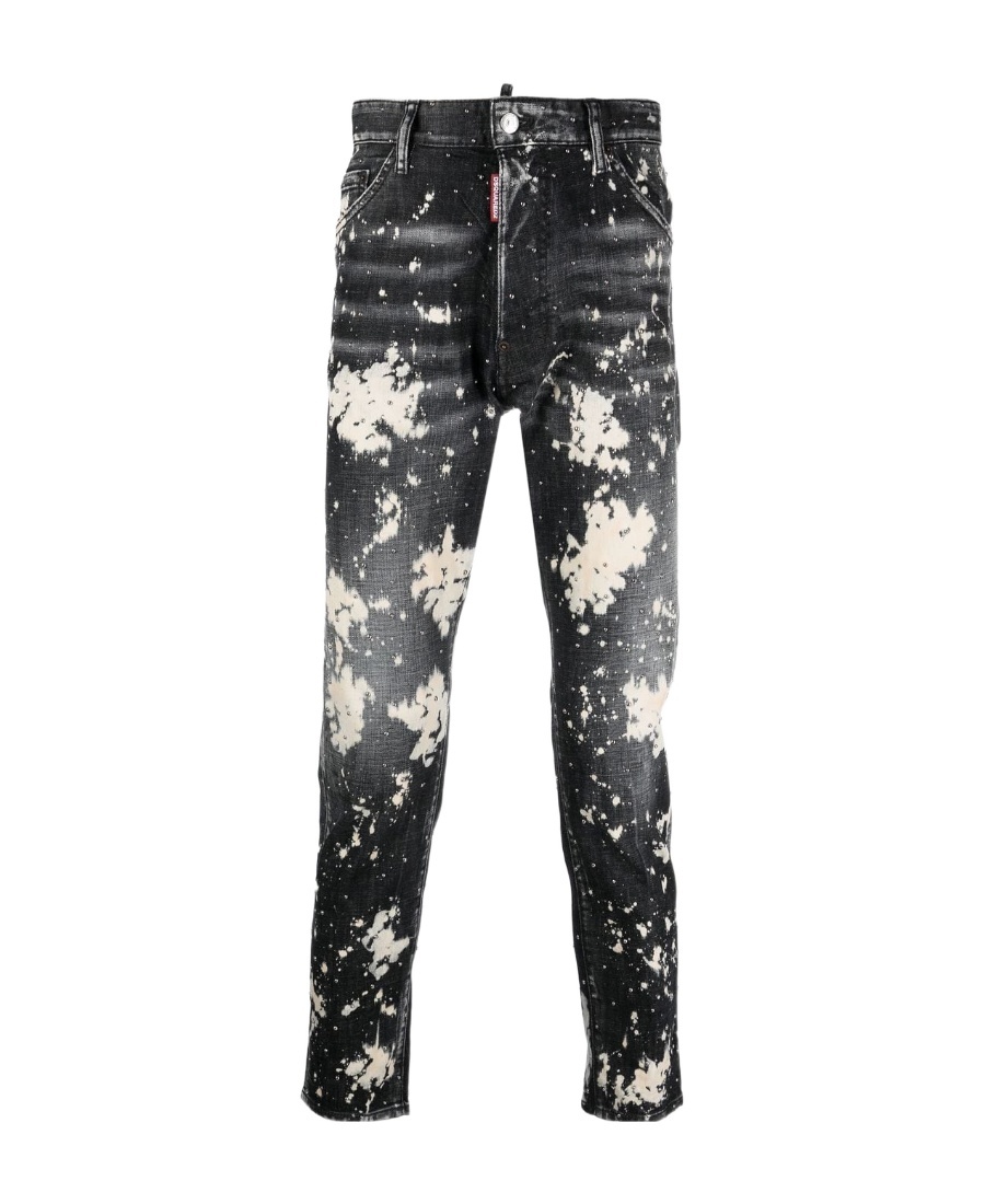 Shop Dsquared2 Paint Splatter-print Denim Jeans In Black