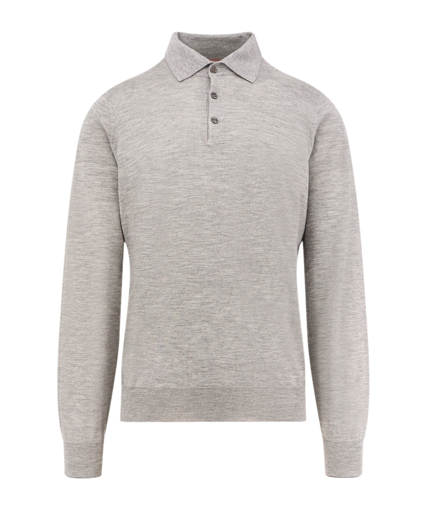 Brunello Cucinelli Long-sleeved Grey Polo With Textured Fabric In Gray