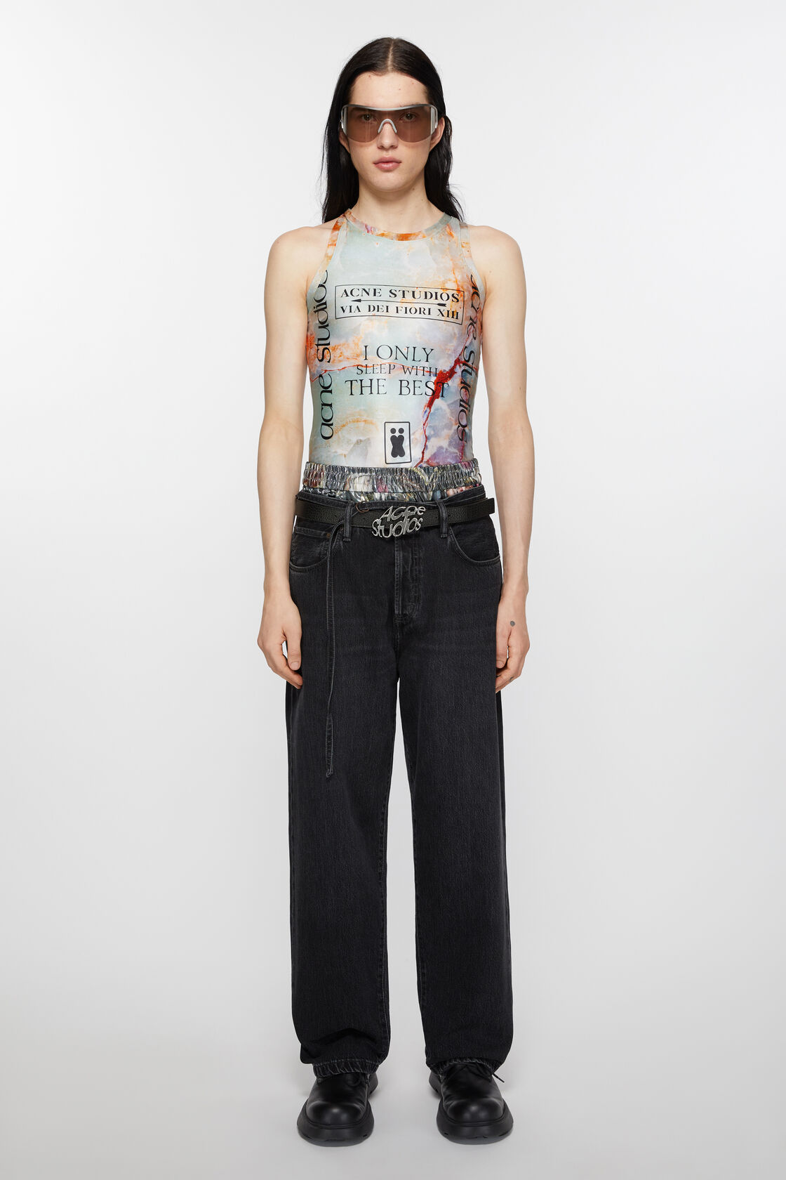 ACNE STUDIOS LOGO-PLAQUE LEATHER BELT
