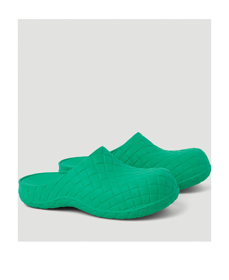 Bottega Veneta Beebee Clog Round-toe Slippers In Green