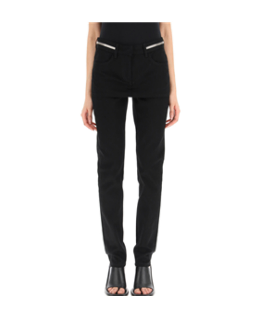 Givenchy Slim Leg Mini Skirt Effect Jeans In Black