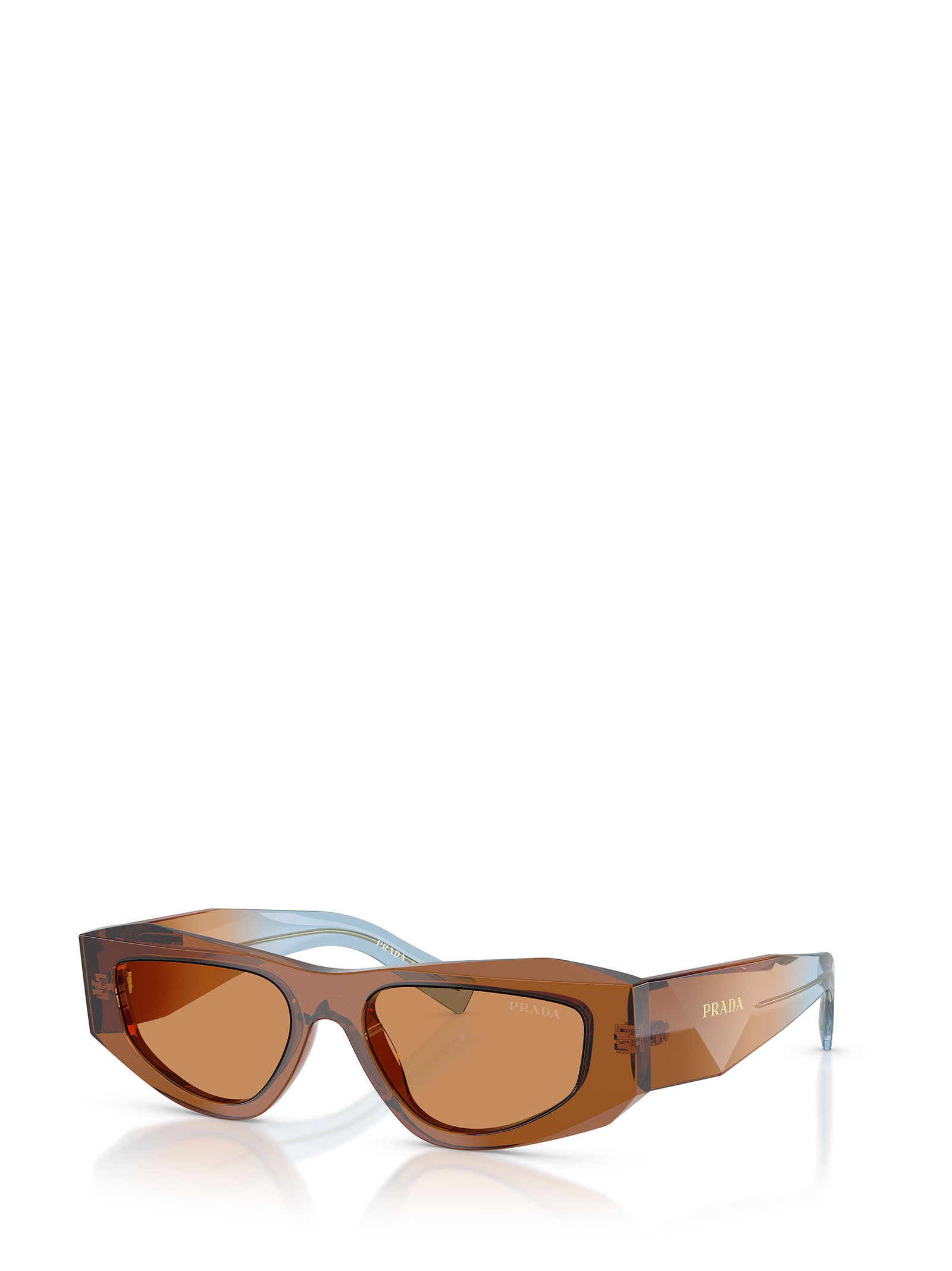 Prada 0pr B19s Translucent Brown Angular Sunglasses In Brown
