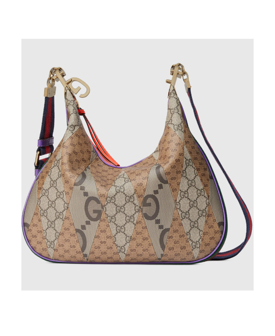 Gucci Patchwork Double-g Shoulder Bag In Nude