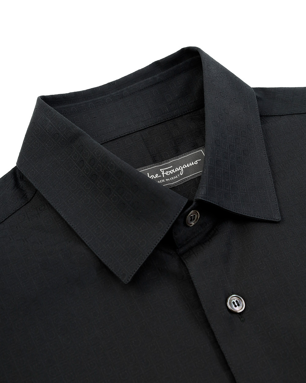 Ferragamo Lapel Shirt In Black