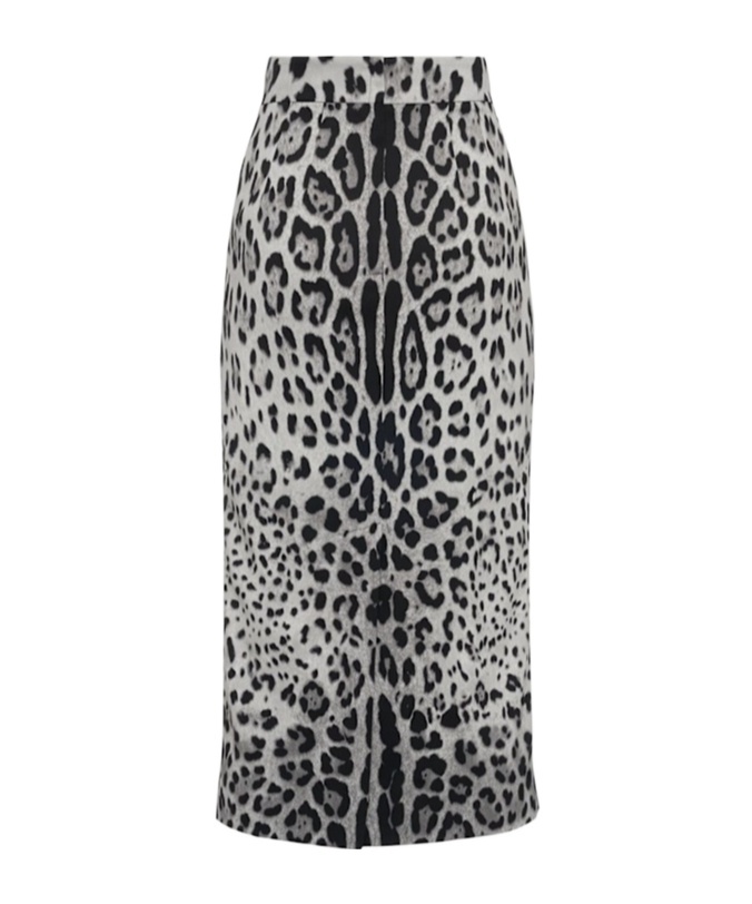 Dolce & Gabbana Charmeuse Midi Pencil Skirt In Brown