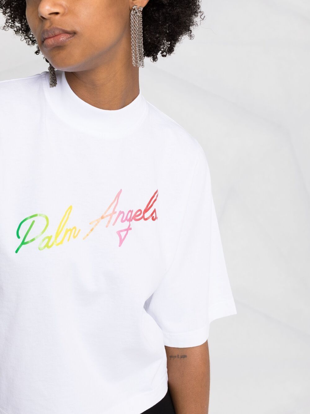 Palm Angels Logo-print Short-sleeve T-shirt In White