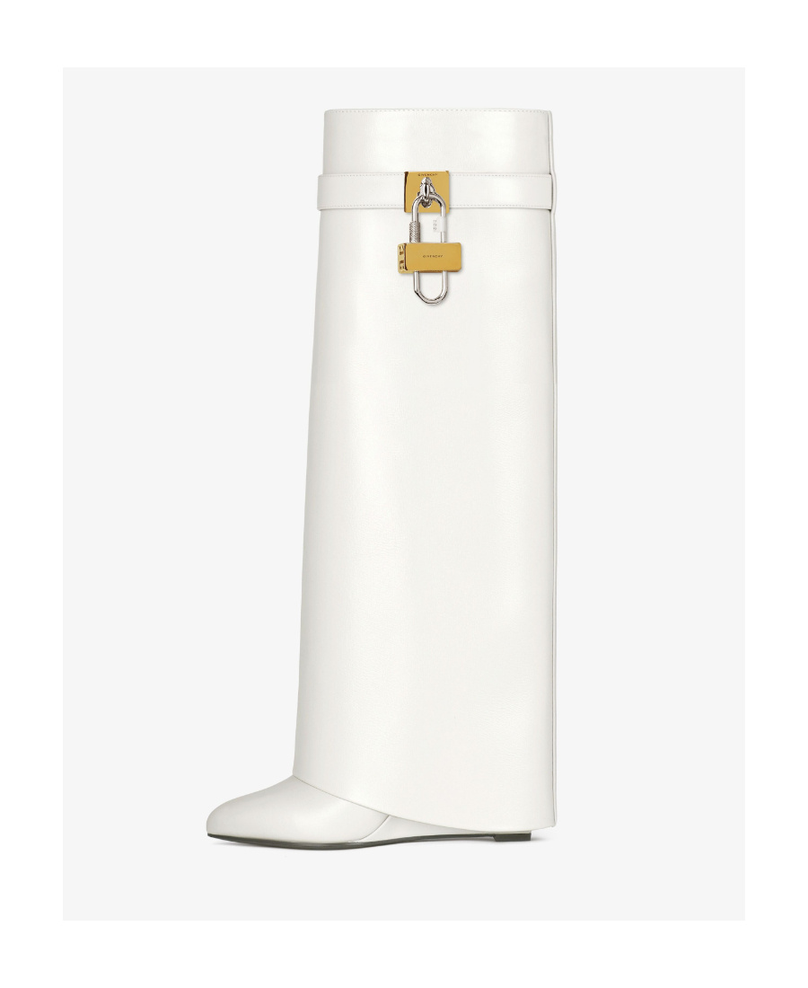 Givenchy Leather Shark Lock Knee-high Boots 90 In White