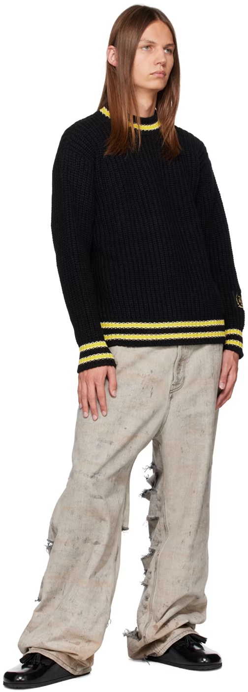 Msgm Striped Wool Sweater In Black