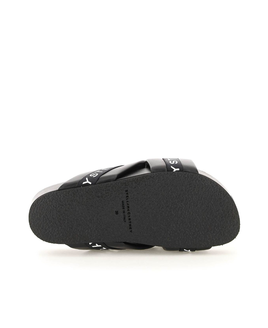Stella Mccartney Vesta Eco Alt Logo Crisscross Sandals In Black