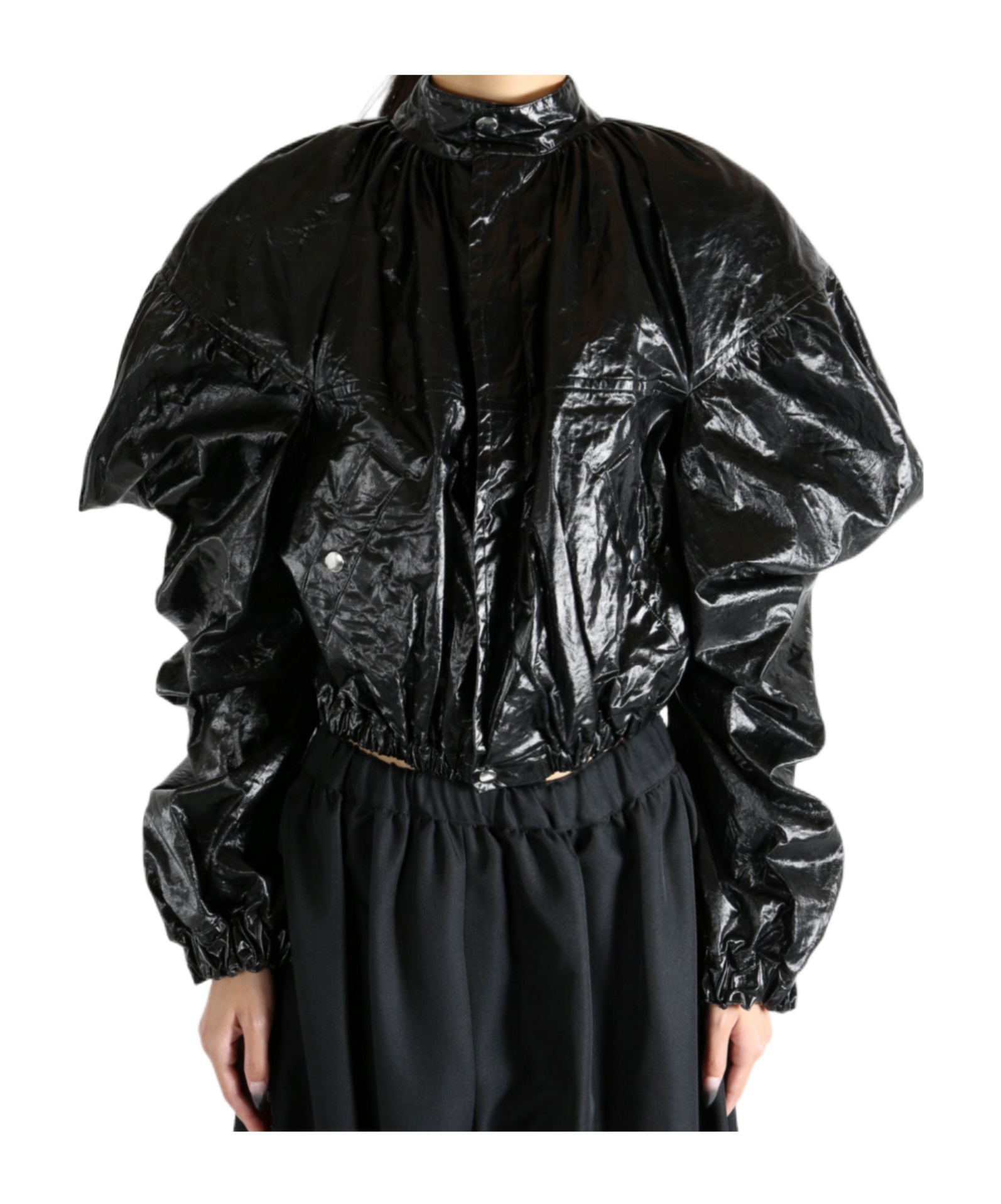 Comme Des Garçons Balloon-sleeve Cropped Jacket In Black