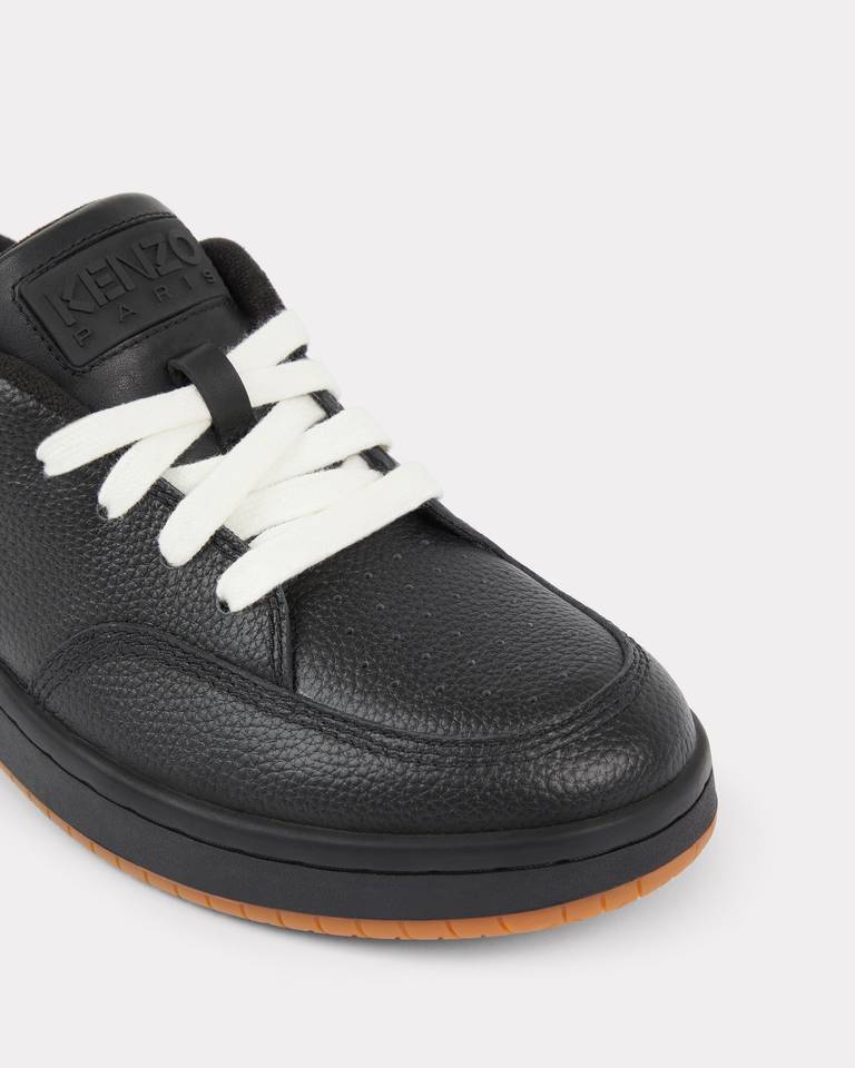 Kenzo Men's Dome Grained Leather Low-top Sneakers In Black