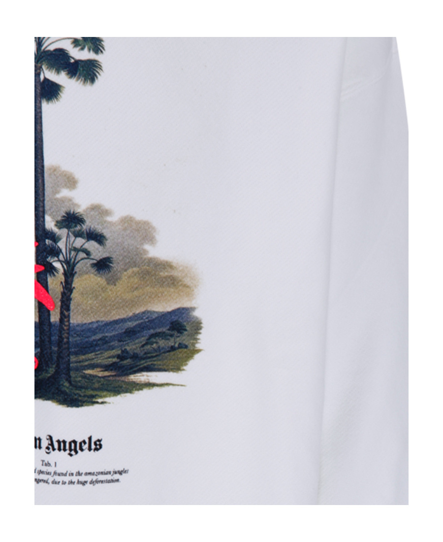 Palm Angels Graphic Print Hooded Sweater In White