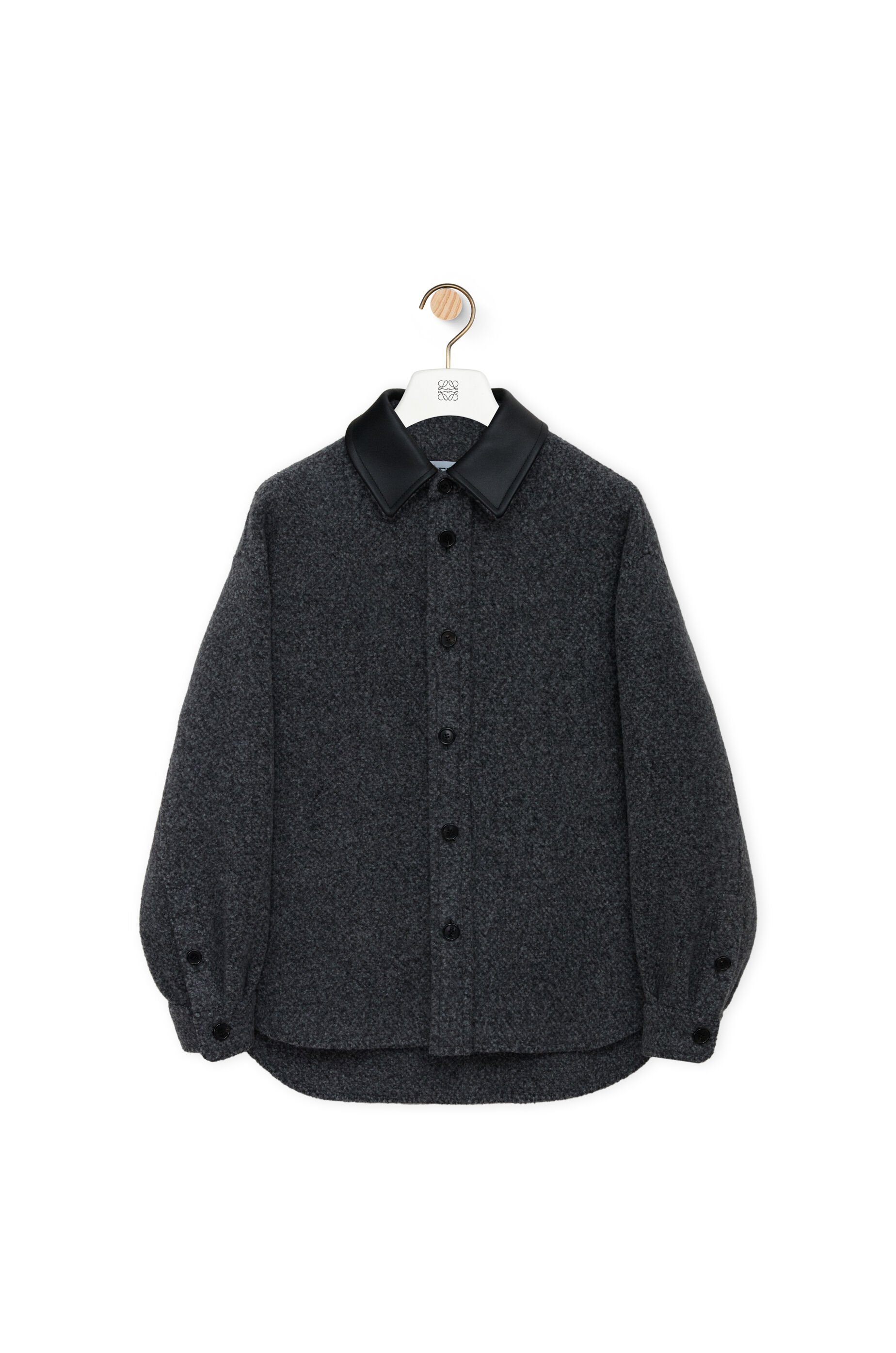 Loewe Wool And Cashmere Blended Coat Shirt In Black