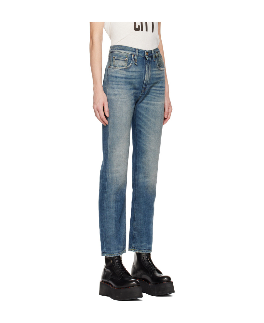 R13 Washed Cropped Jeans In Blue