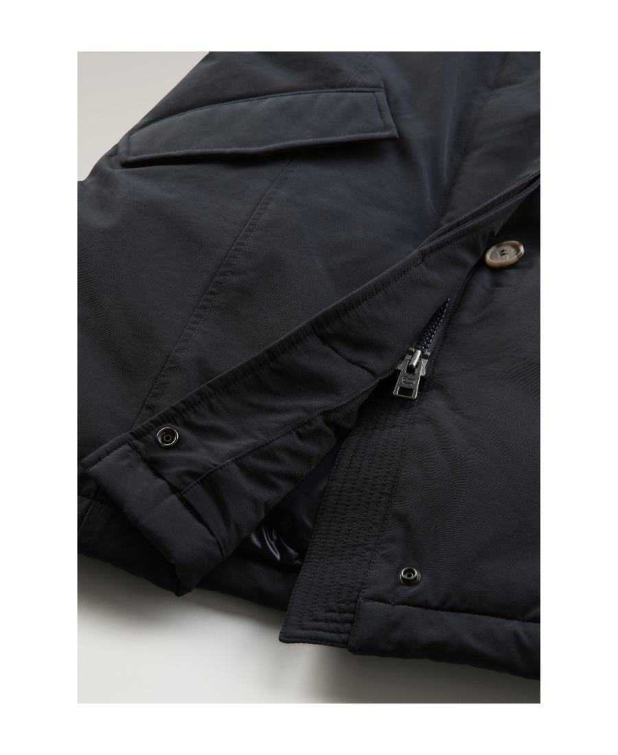 Woolrich Artic Parka Jacket Woman Puffer Midnight Blue Size L Cotton In Black