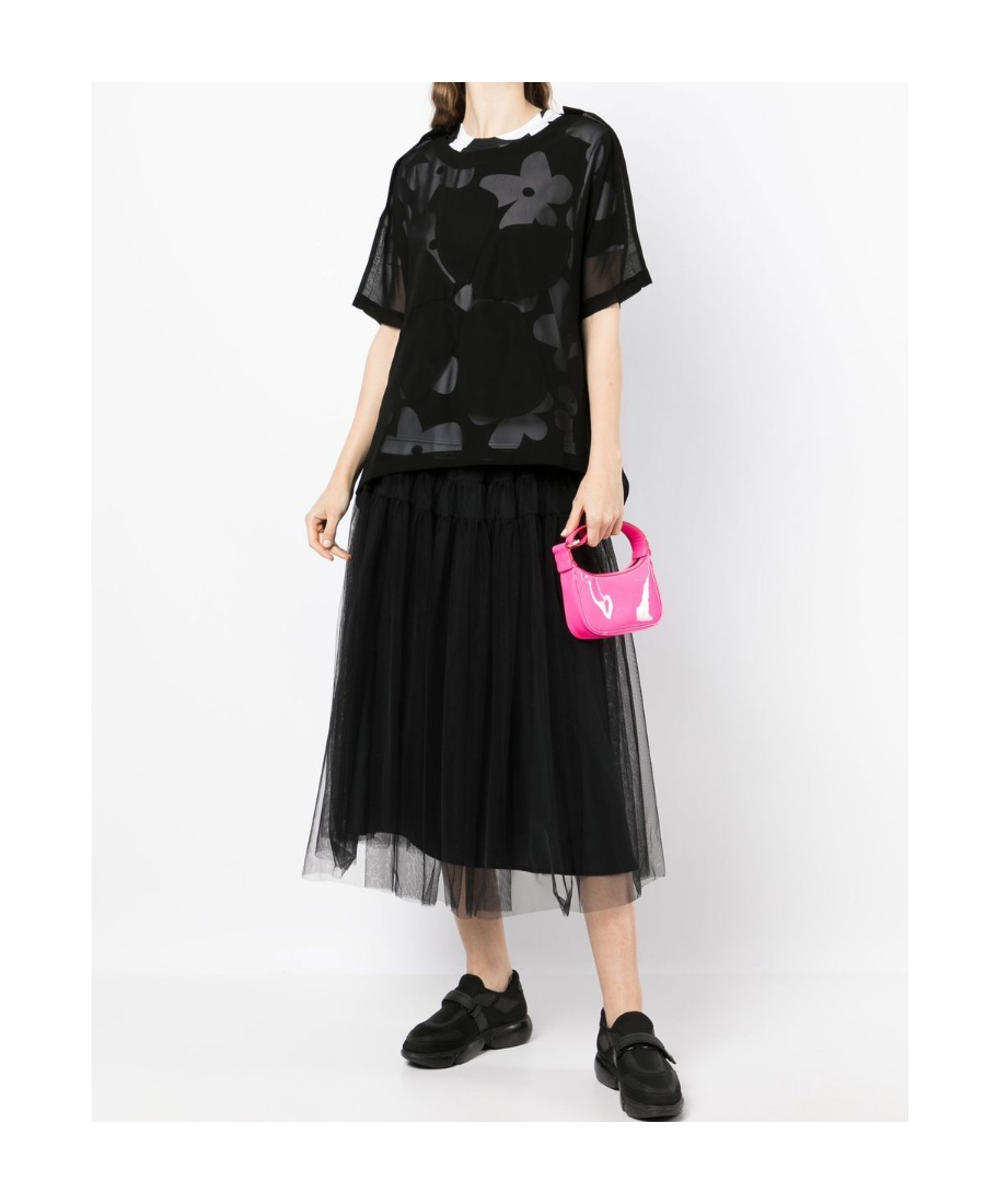 COMME DES GARÇONS FLORAL-PRINT SEMI-SHEER T-SHIRT 