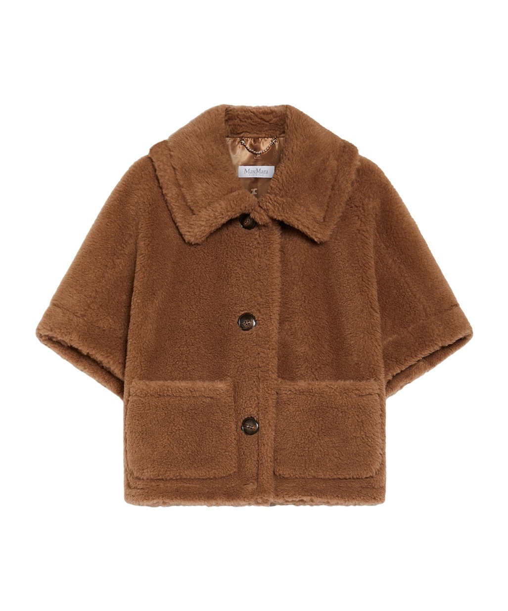 Max Mara Cape Wool Blend Front Pockets In Brown