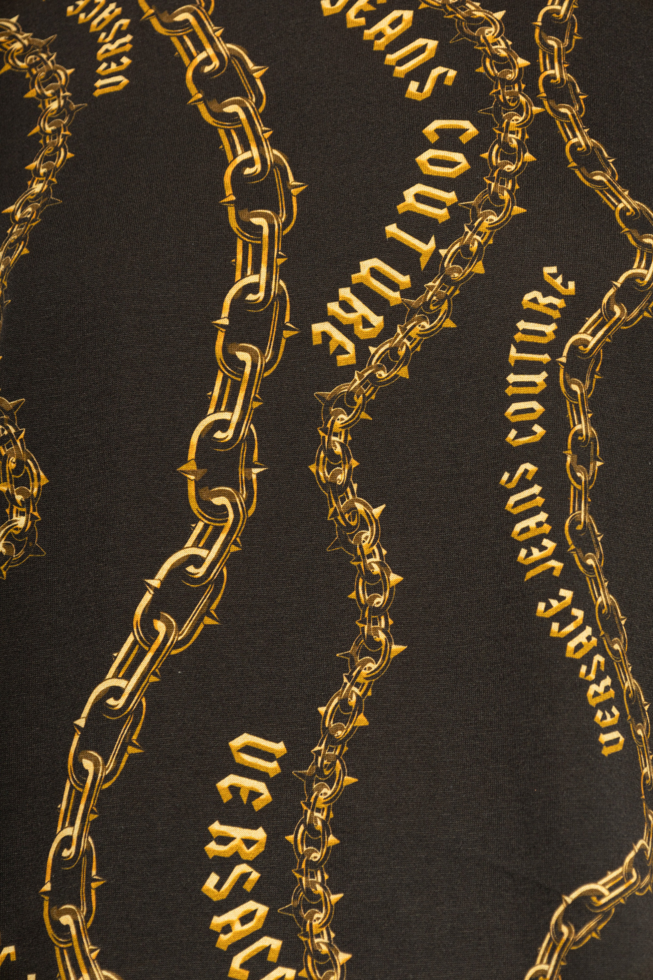 Versace Jeans Chain Couture Cotton T-shirt In Black