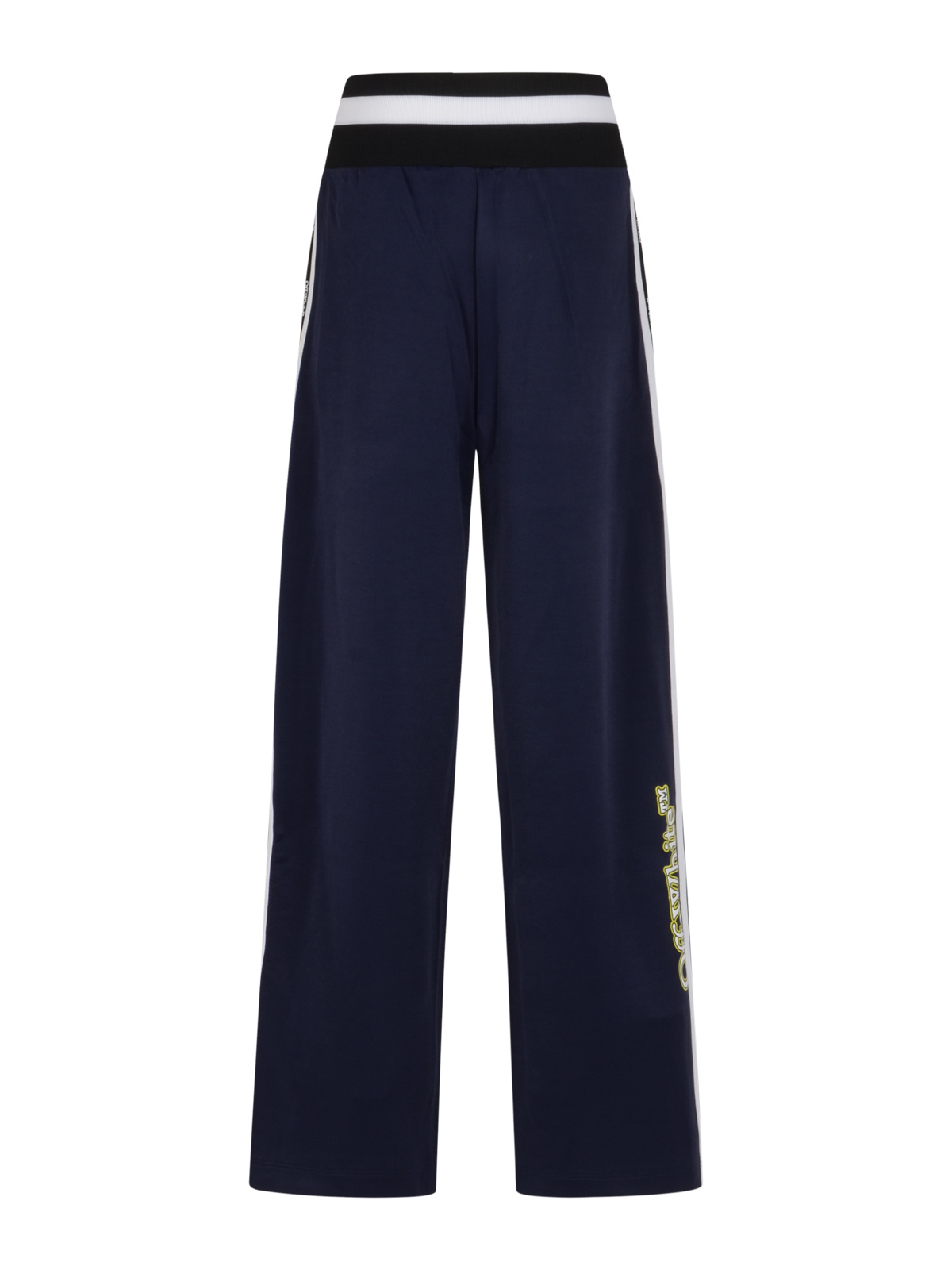 Off-white Logo Printed Drawstring Pants In Blue