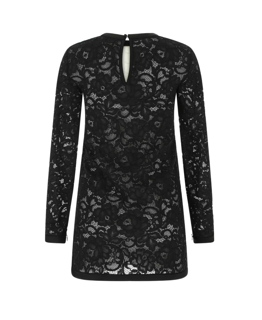 Saint Laurent Black Lace Mini Dress In Black