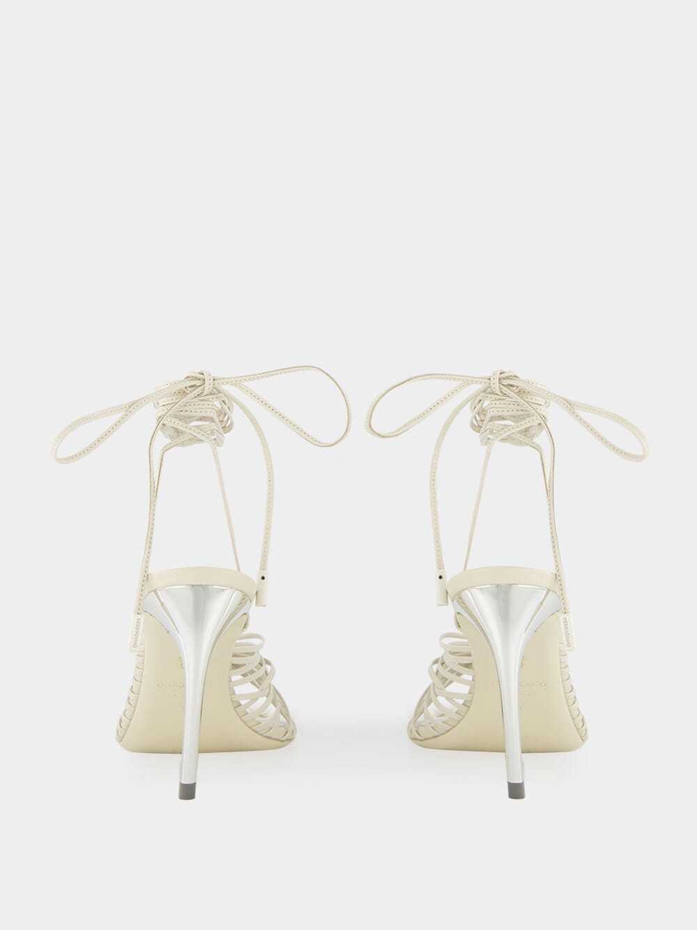 Ferragamo 85mm Caged Leather Sandals In White