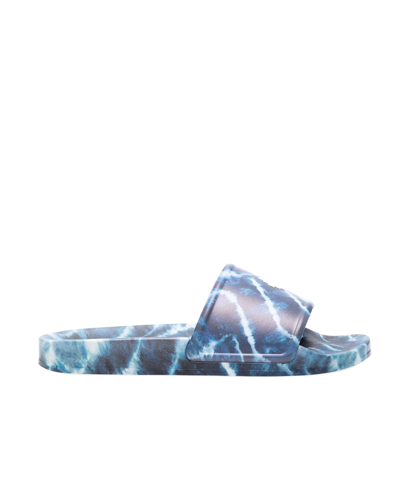 Marcelo Burlon County Of Milan Aop Soundwaves Logo-embossed Slides In Blue