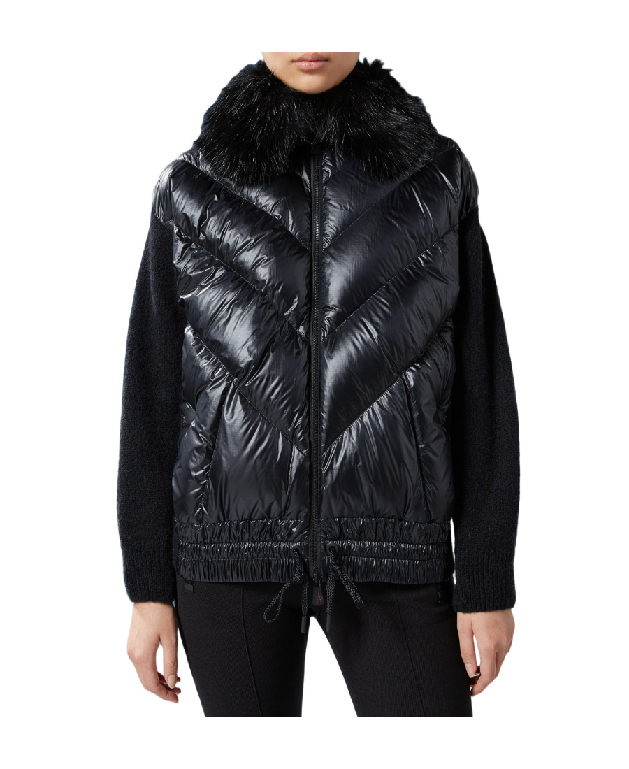 Moncler Knit-sleeves Padded Jacket In Black