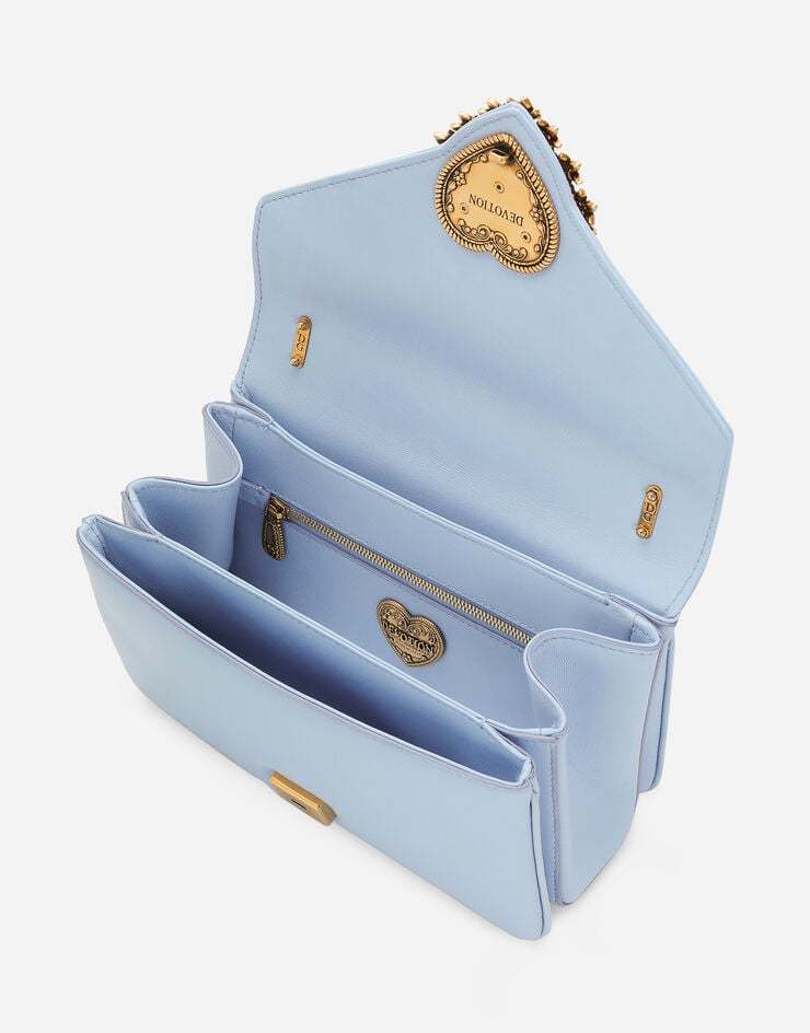 Dolce & Gabbana Medium Devotion Leather Crossbody Bag In Blue