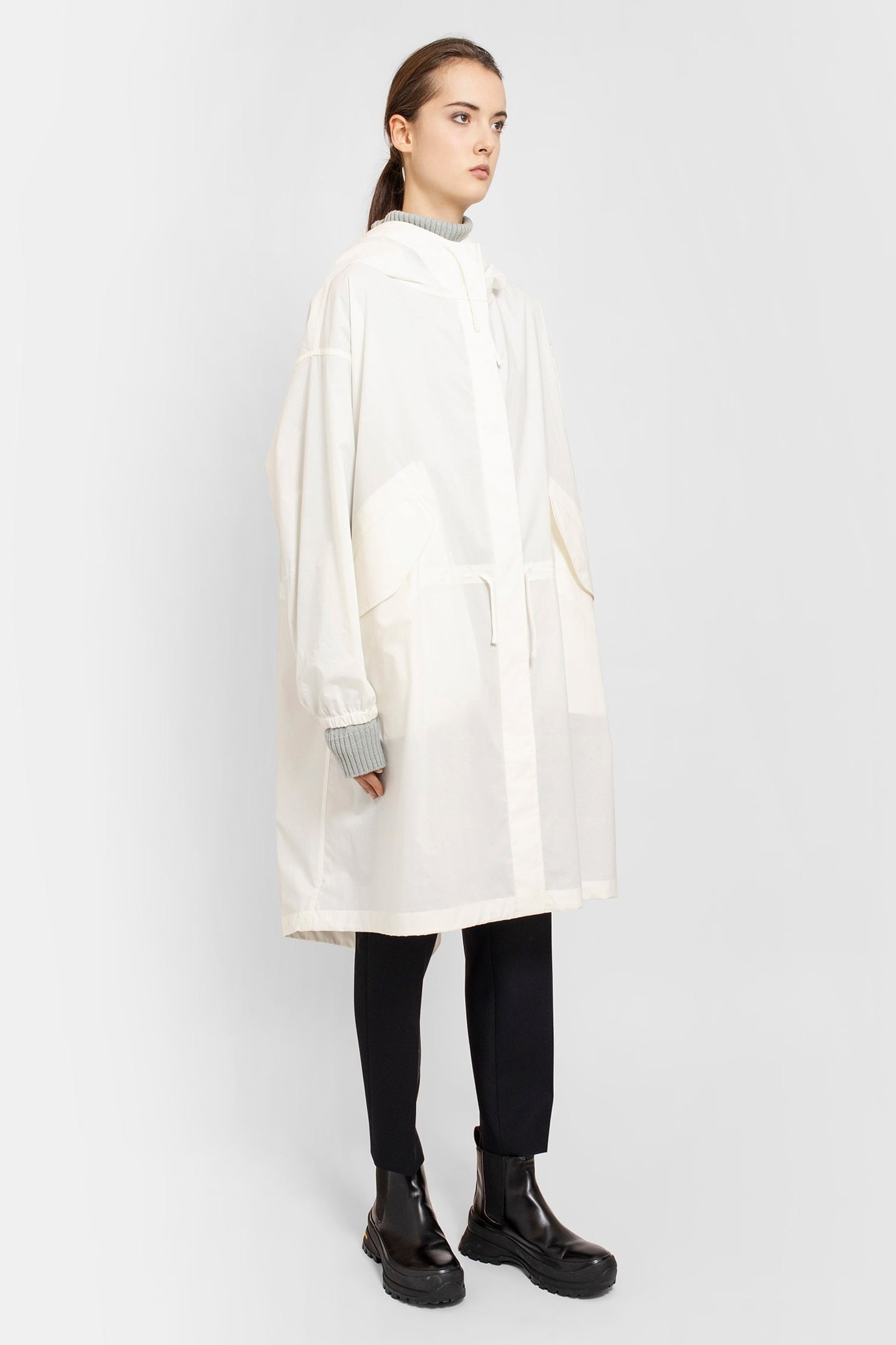 Jil Sander Hooded Rain Coat In White