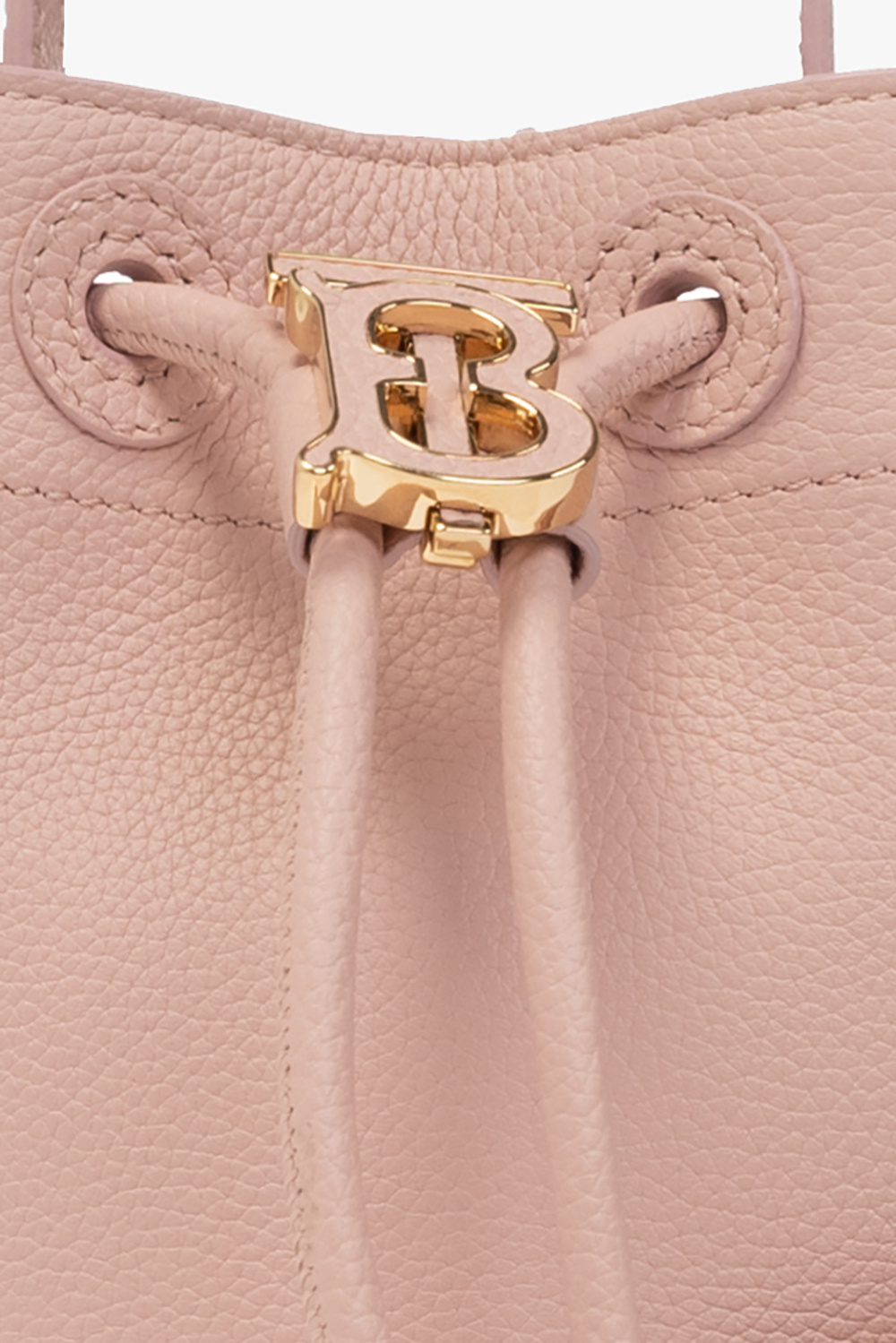 Burberry Mini Tb Leather Bucket Bag In Pink