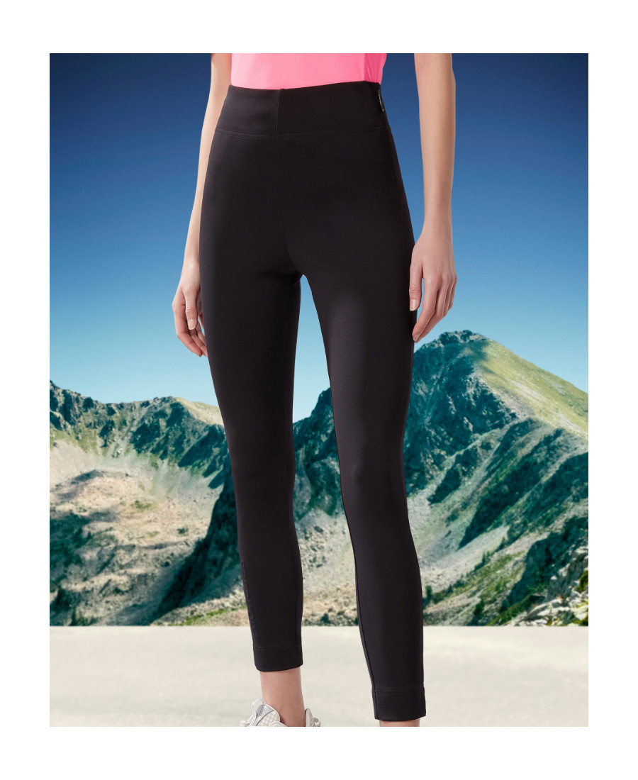 Moncler Brand-embossed Slim-fit High-rise Stretch-woven Leggings In Black