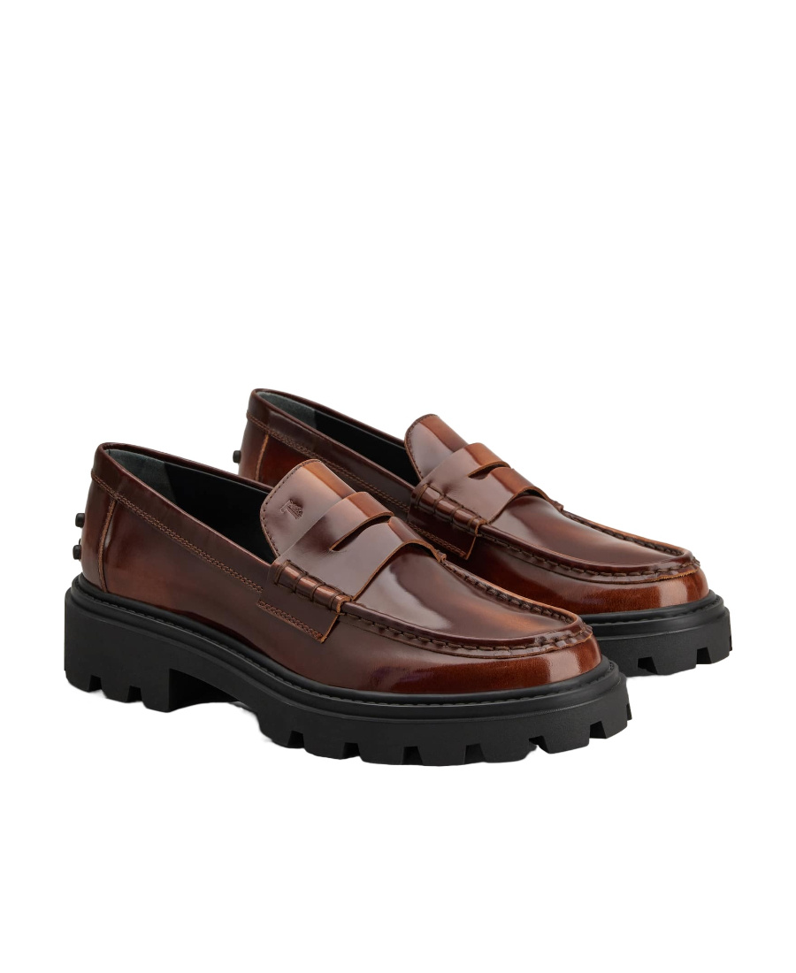 Tod's Platform Leather Penny Loafers In Black