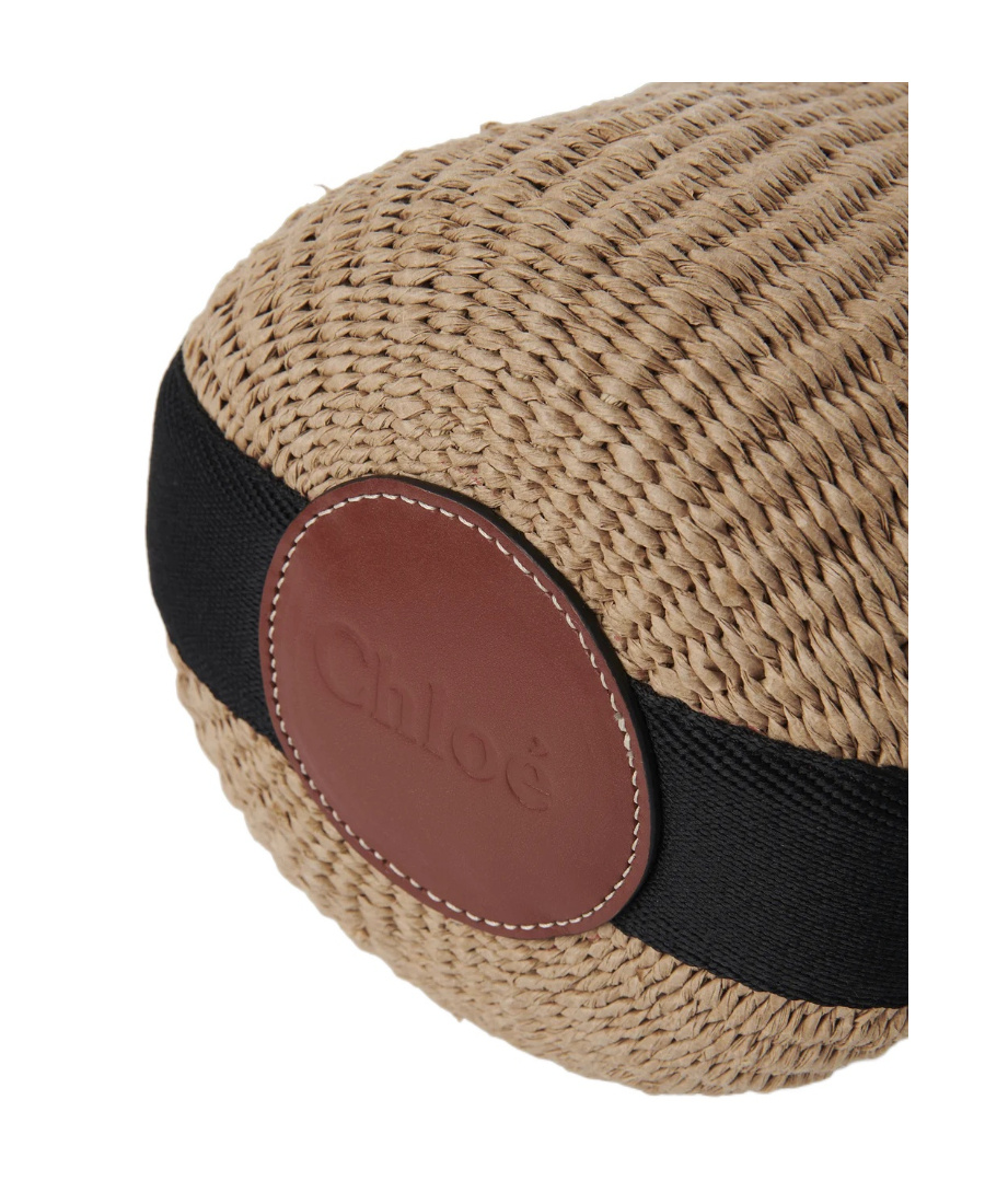 Chloé Small Basket Bag In Natural Fibers In Nude