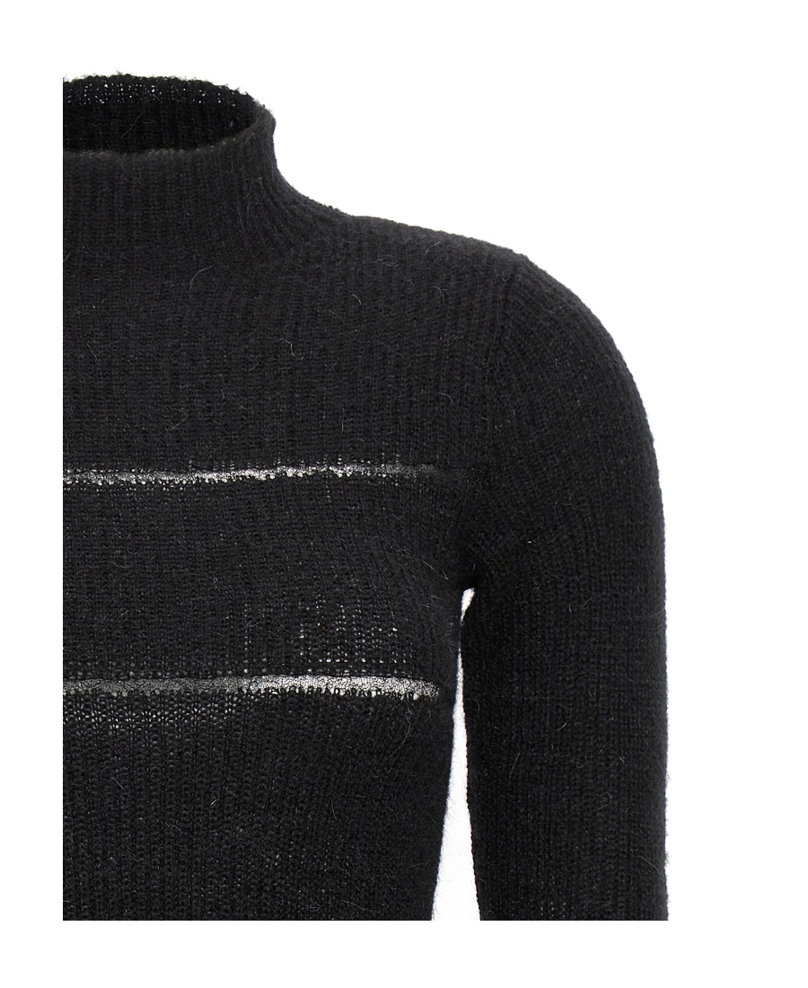 Msgm Knitwear Sweater Organza Insert In Black