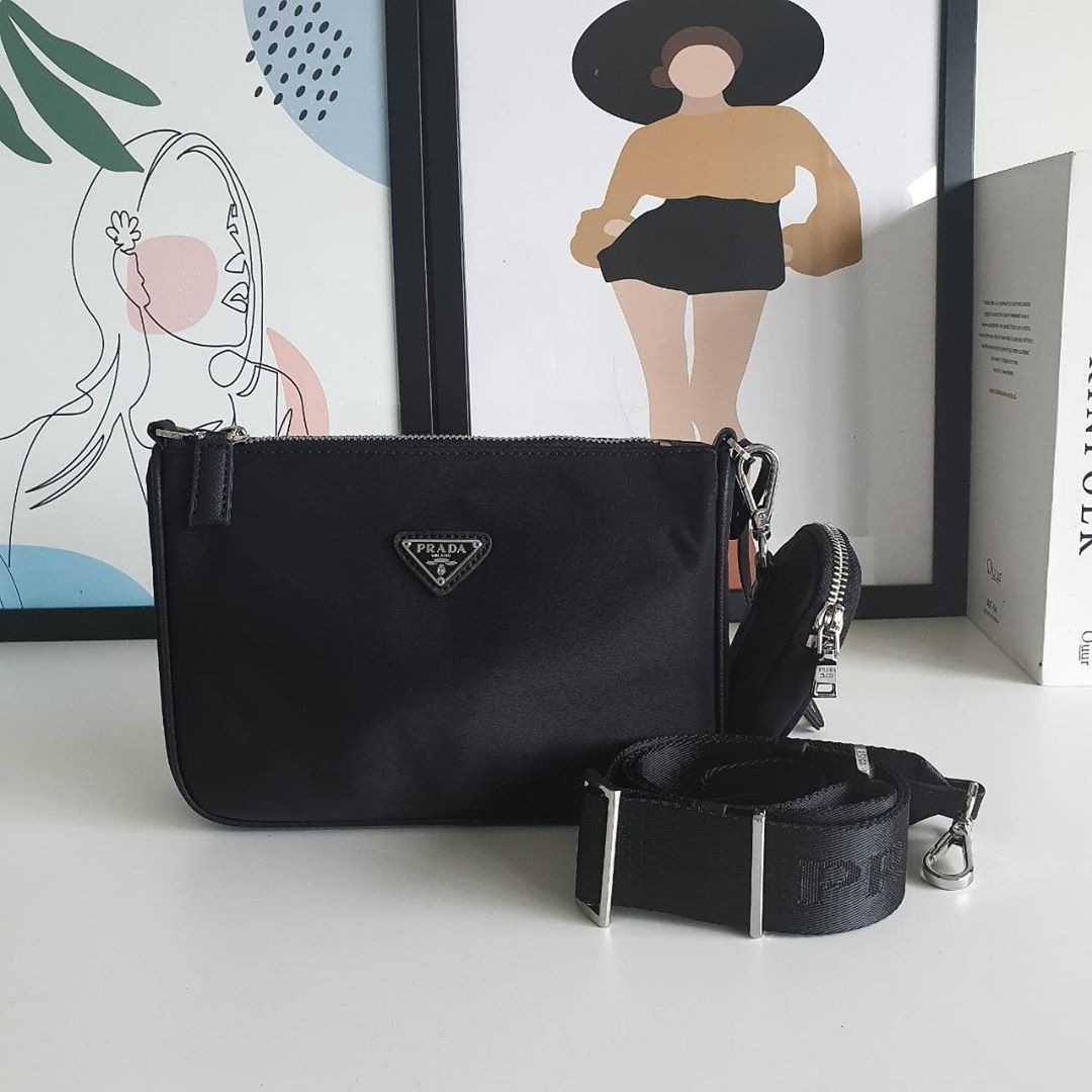 Prada Mens Black Re-nylon Leather And Recycled-nylon Shoulder Bag In Black