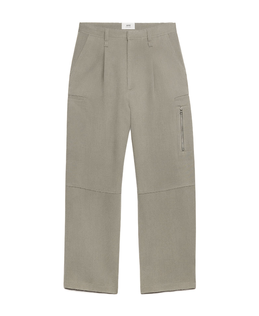 AMI ALEXANDRE MATTIUSSI AMI PLEATED WIDE-LEG CARGO PANTS 