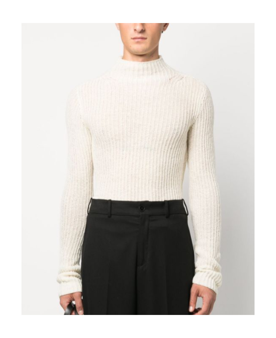 Dries Van Noten High-neck Long-sleeved Sweater In White