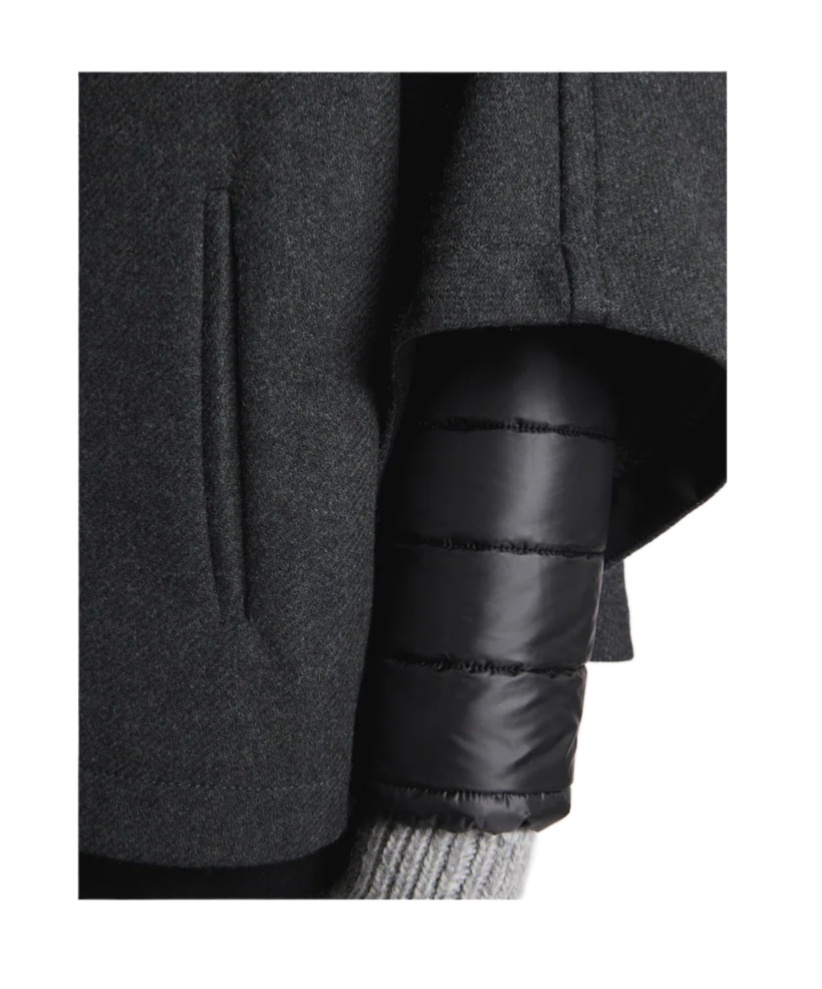 Fay Double-layer Shawl Cotton Coat In Black