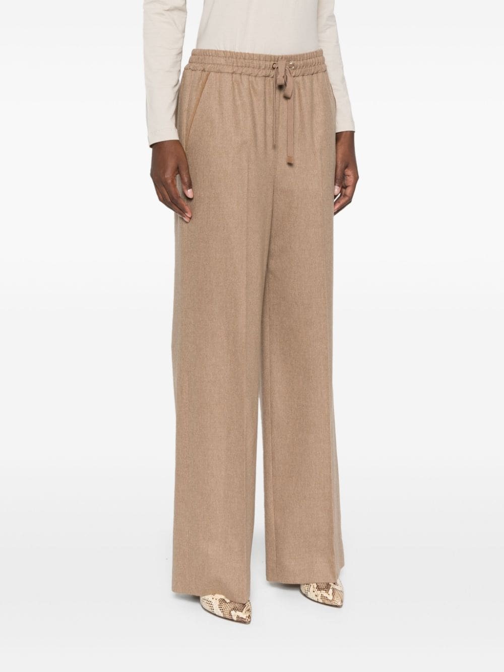 Lorena Antoniazzi Virgin Wool Trousers In Nude