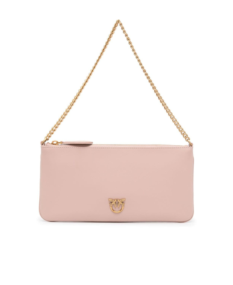 Pinko Logo Plaque Zip-up Shoulder Bag In Nude