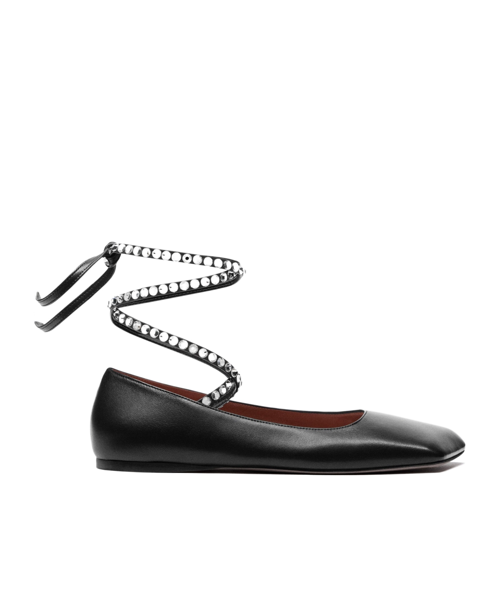 Amina Muaddi Woman Ballet Flats Black Size 10 Leather In Black