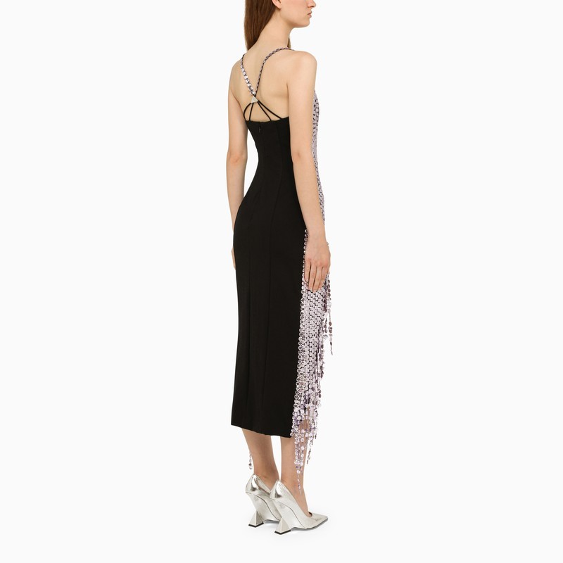Attico Avery Embellished Square Neck Fringe Dress In Nude