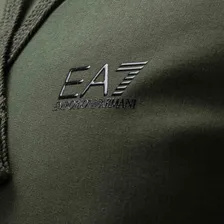 Ea7 Hooded Long-sleeved Sweater In Black