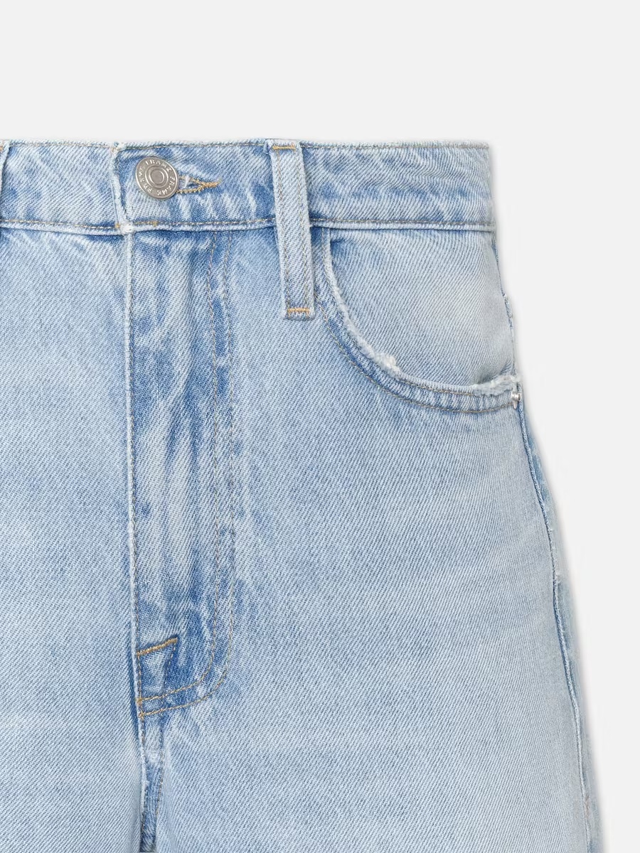 FRAME HIGH WAIST ZIPPER DENIM TROUSERS