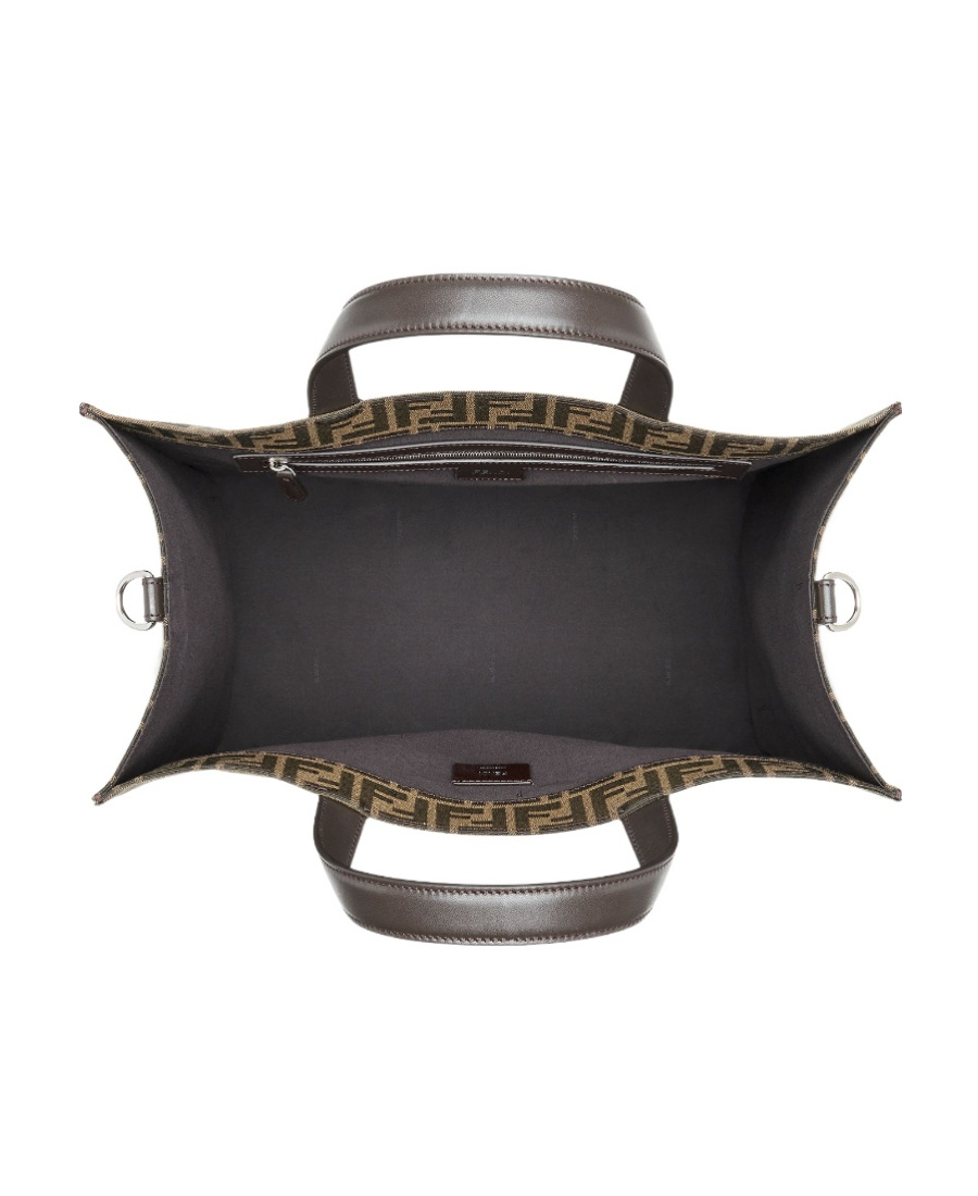Fendi Ff Jacquard Fabric Bag In Black