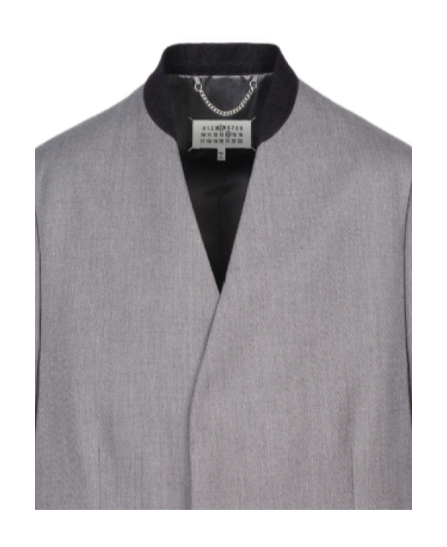 Maison Margiela Collarless Tailored Coat In Gray
