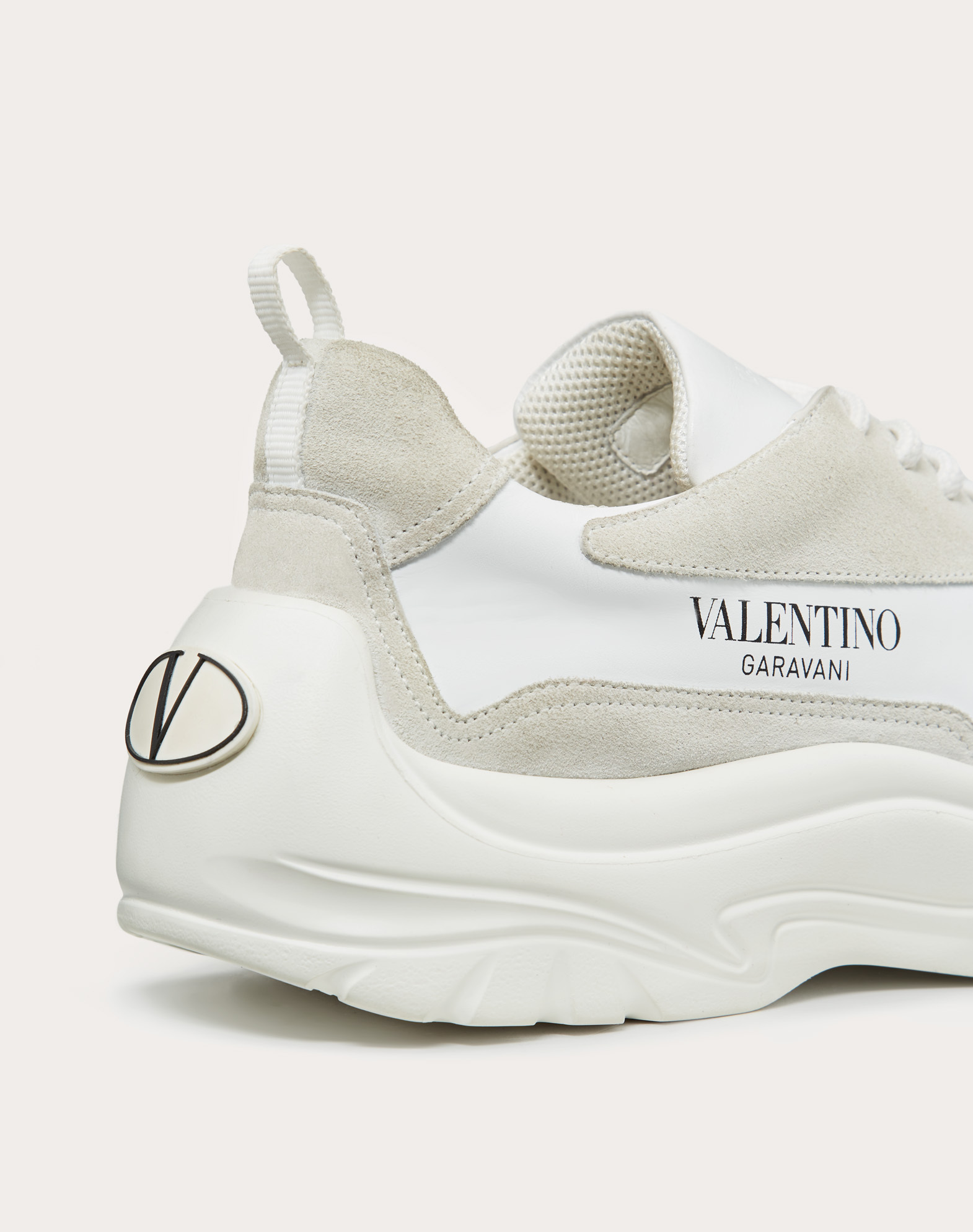 Valentino Two-tone Leather And Suede Gumboy Sneakers In White